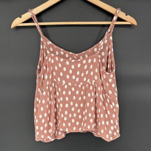 Abercrombie & Fitch Women's Polka Dot Cropped Cami Top Size S Brown and White - Picture 2 of 8